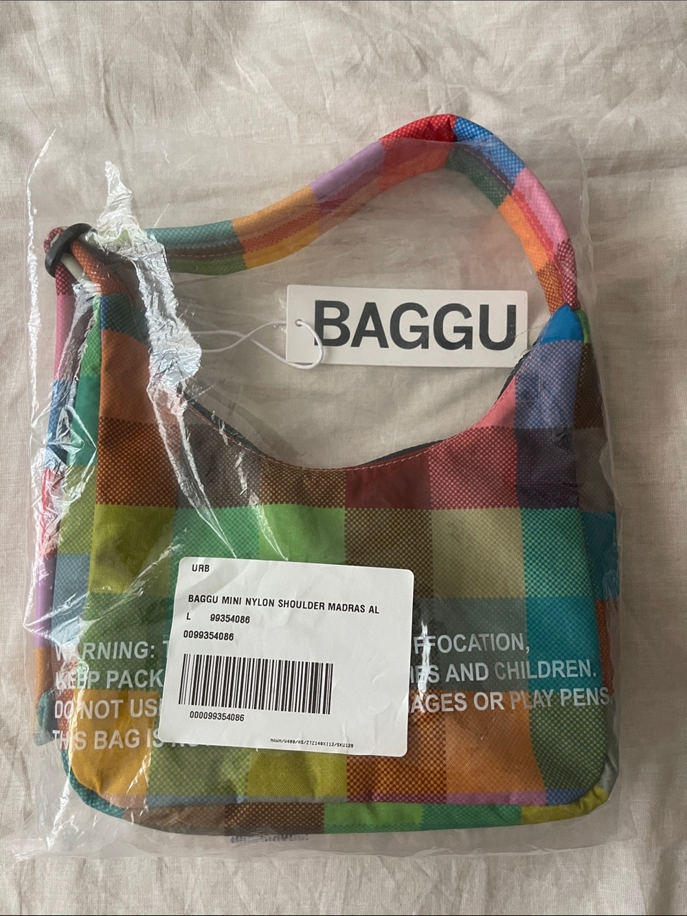 BAGGU Madras Mini Nylon Shoulder Bag